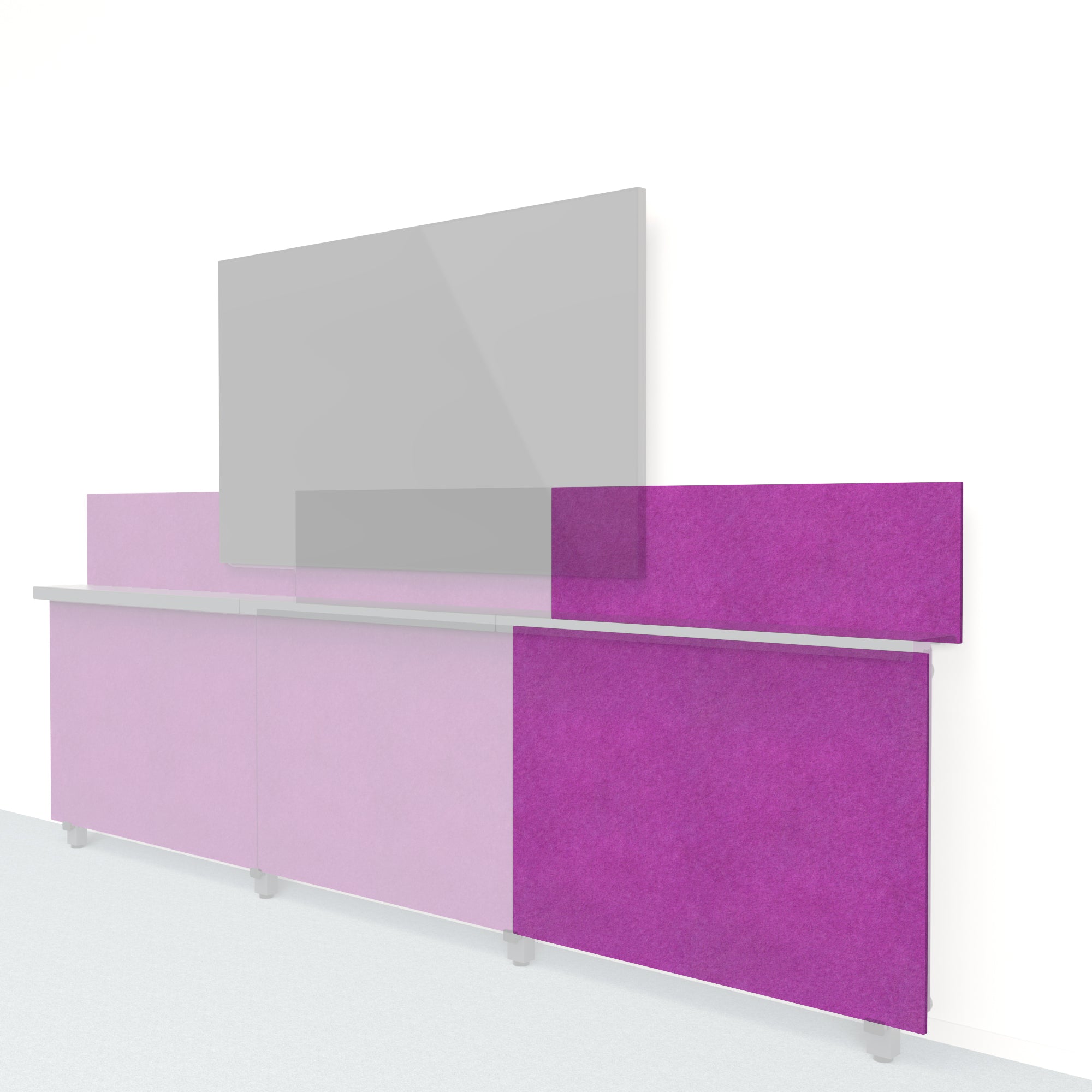 Heckler Framework Short Outer Panel & Backsplash in Lavender Felt Right — modular lavender PET felt AV wall panel for the Heckler Framework system.