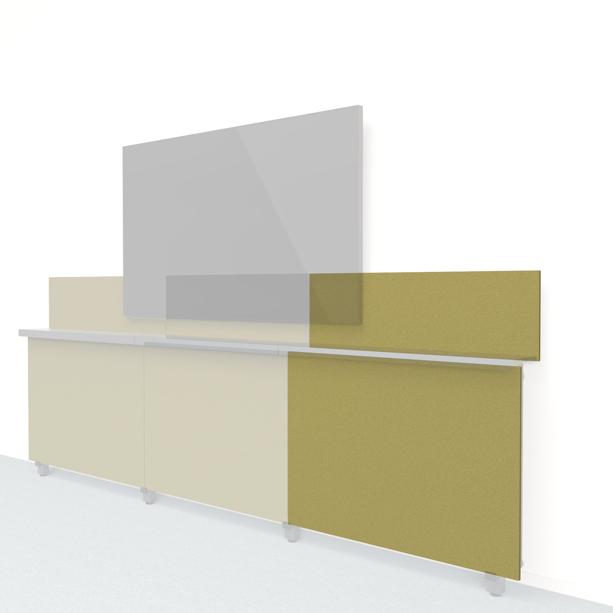 Heckler Framework Short Outer Panel & Backsplash in Olive Felt Right — modular olive green PET felt AV wall panel for the Heckler Framework system.