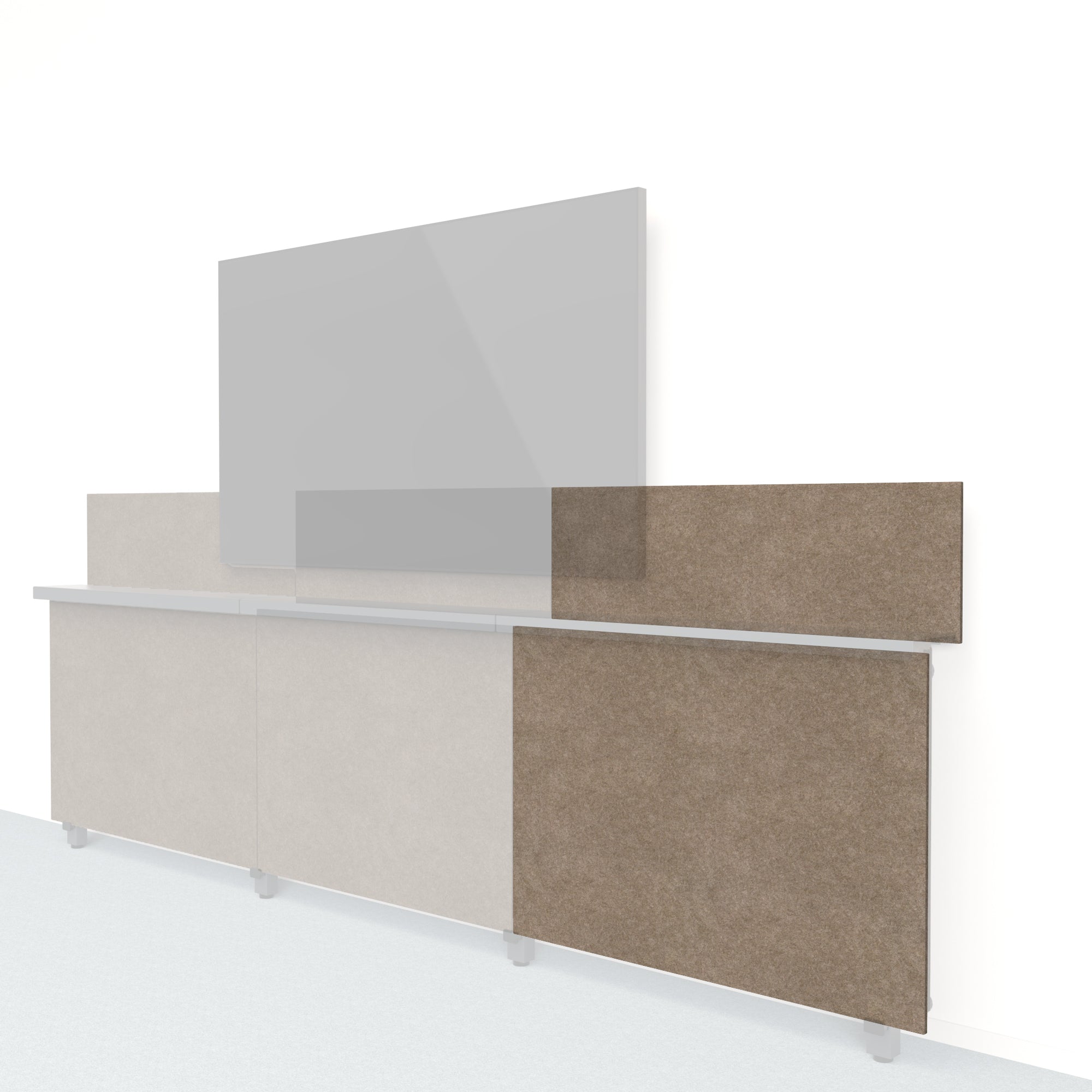 Heckler Framework Short Outer Panel & Backsplash in Timber Felt Right — modular timber brown PET felt AV wall panel for the Heckler Framework system.