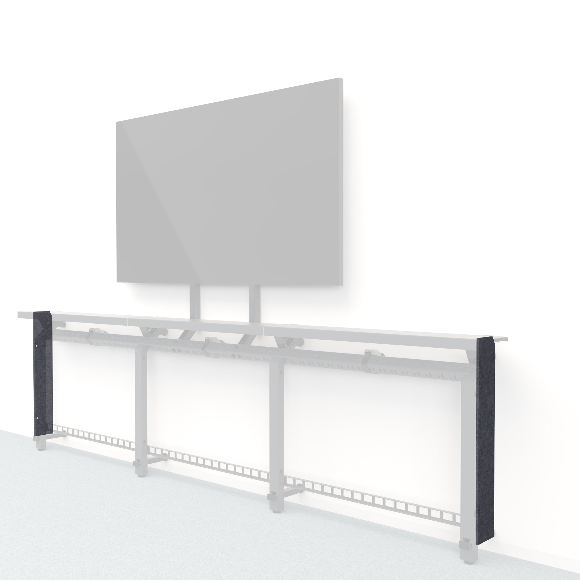 Heckler Framework Short End Cap in Mineral Felt Right — modular mineral gray PET felt end panel for the Heckler Framework AV wall system.