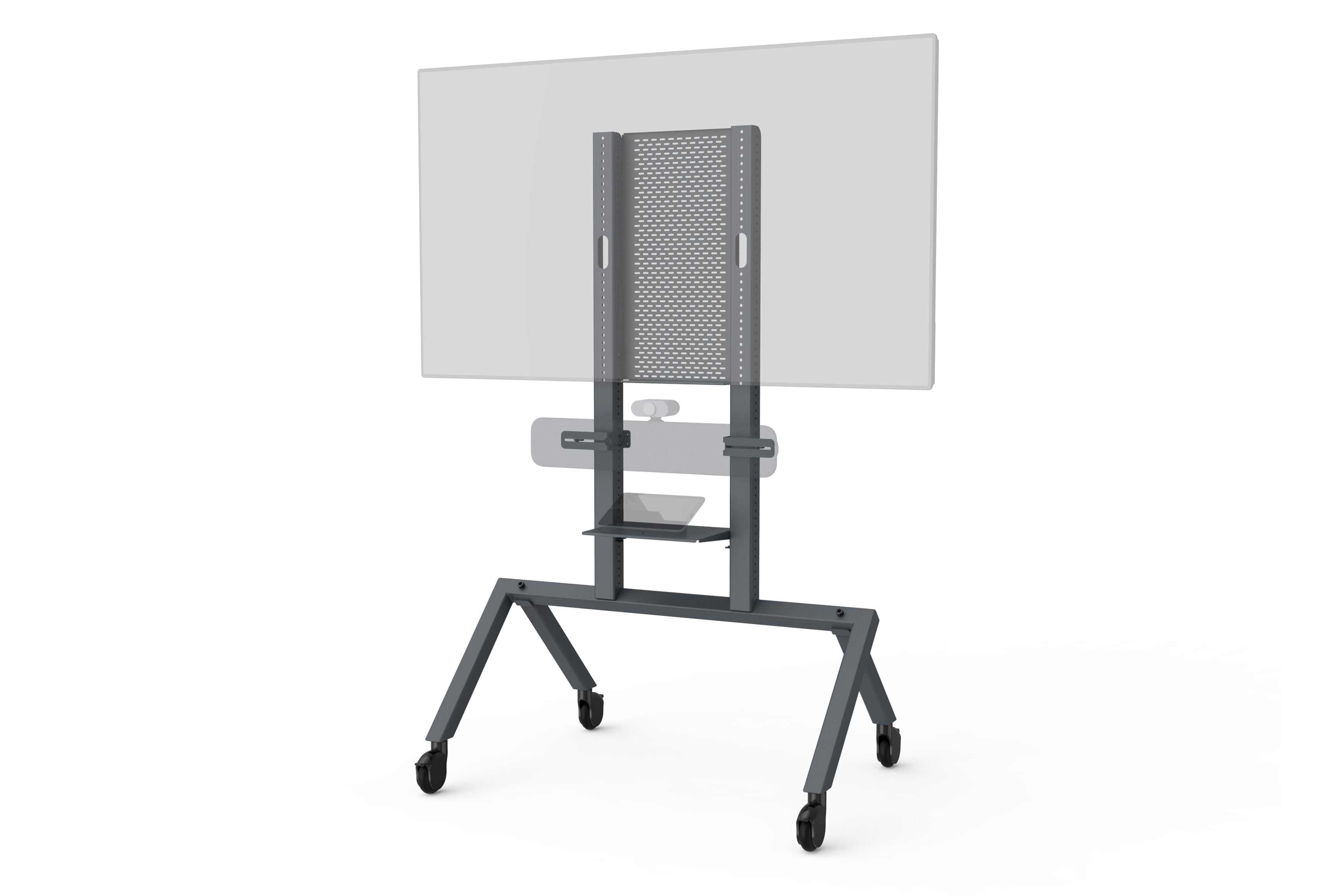 Heckler AV Cart for Google Meet Series One Room Kits in Black Grey finish.