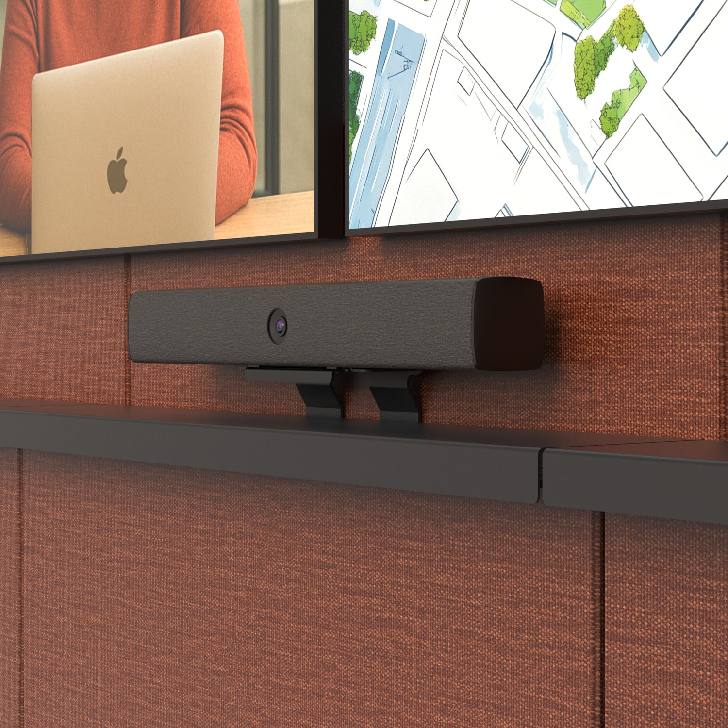 Framework Universal Camera Mount installed below a display.