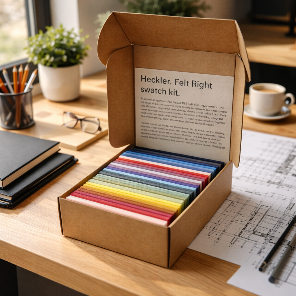 Heckler Felt Right Swatch Kit — full set of recycled PET felt color tiles showing complete color range on white background