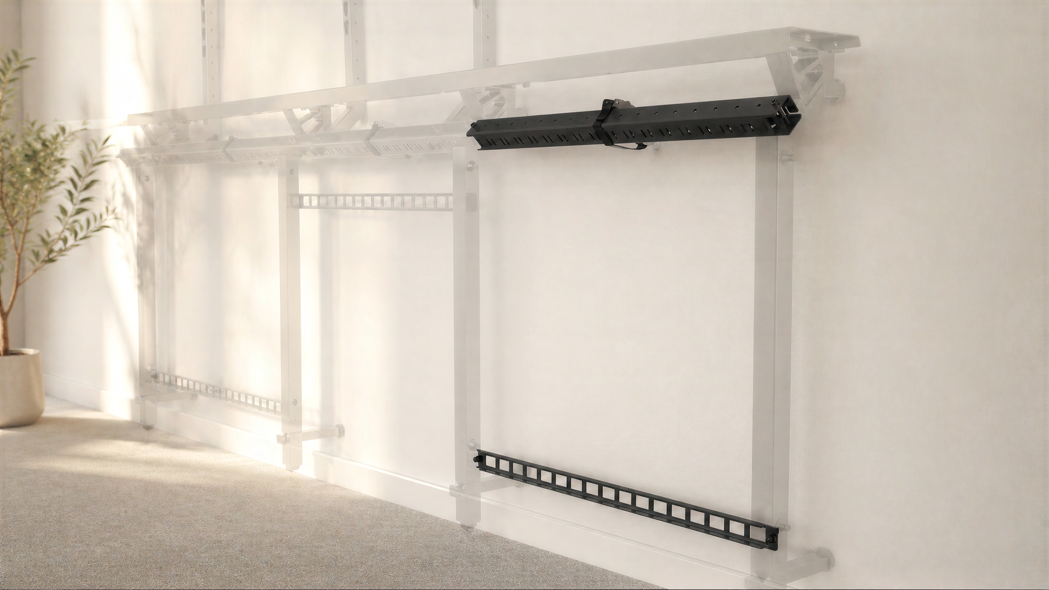 Framework Beam and Crossbar installed with Framework components.