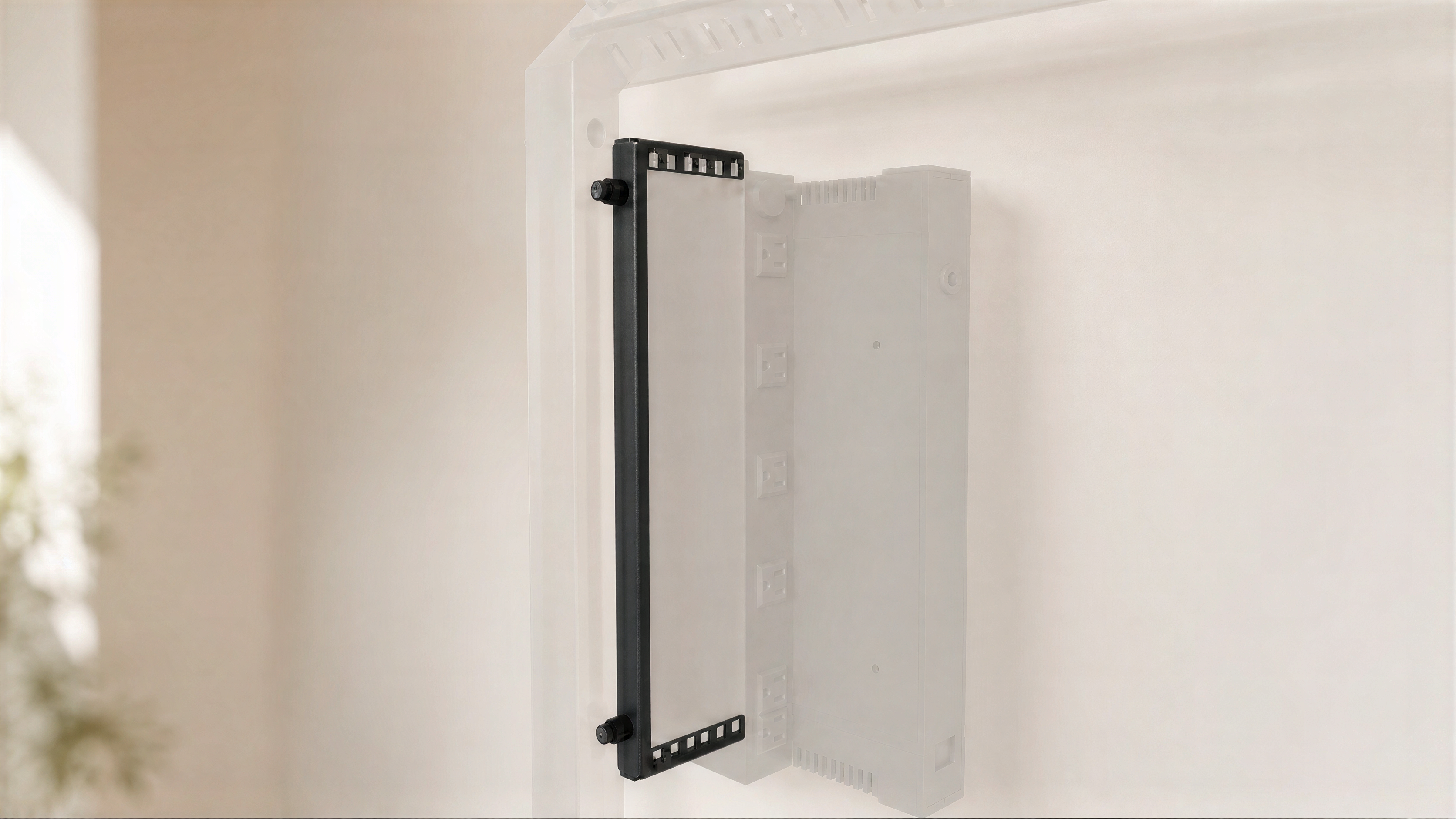 Framework Rack Rails 2U installed on a Framework wall.