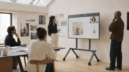 Heckler Stand for Rally Board 65 in a meeting space.