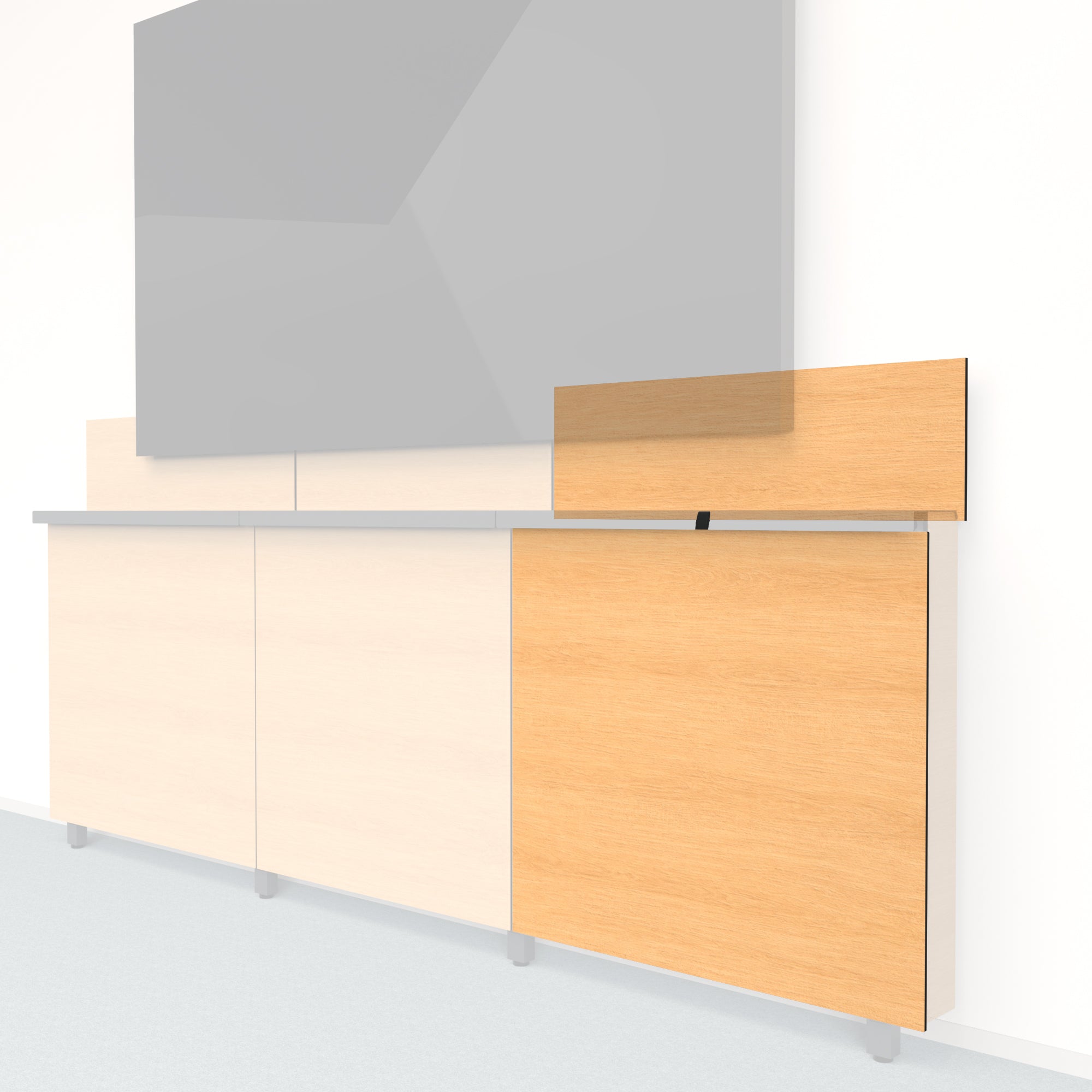 Framework Tall Outer Panel and Backsplash in 3M DI-NOC Maple finish.
