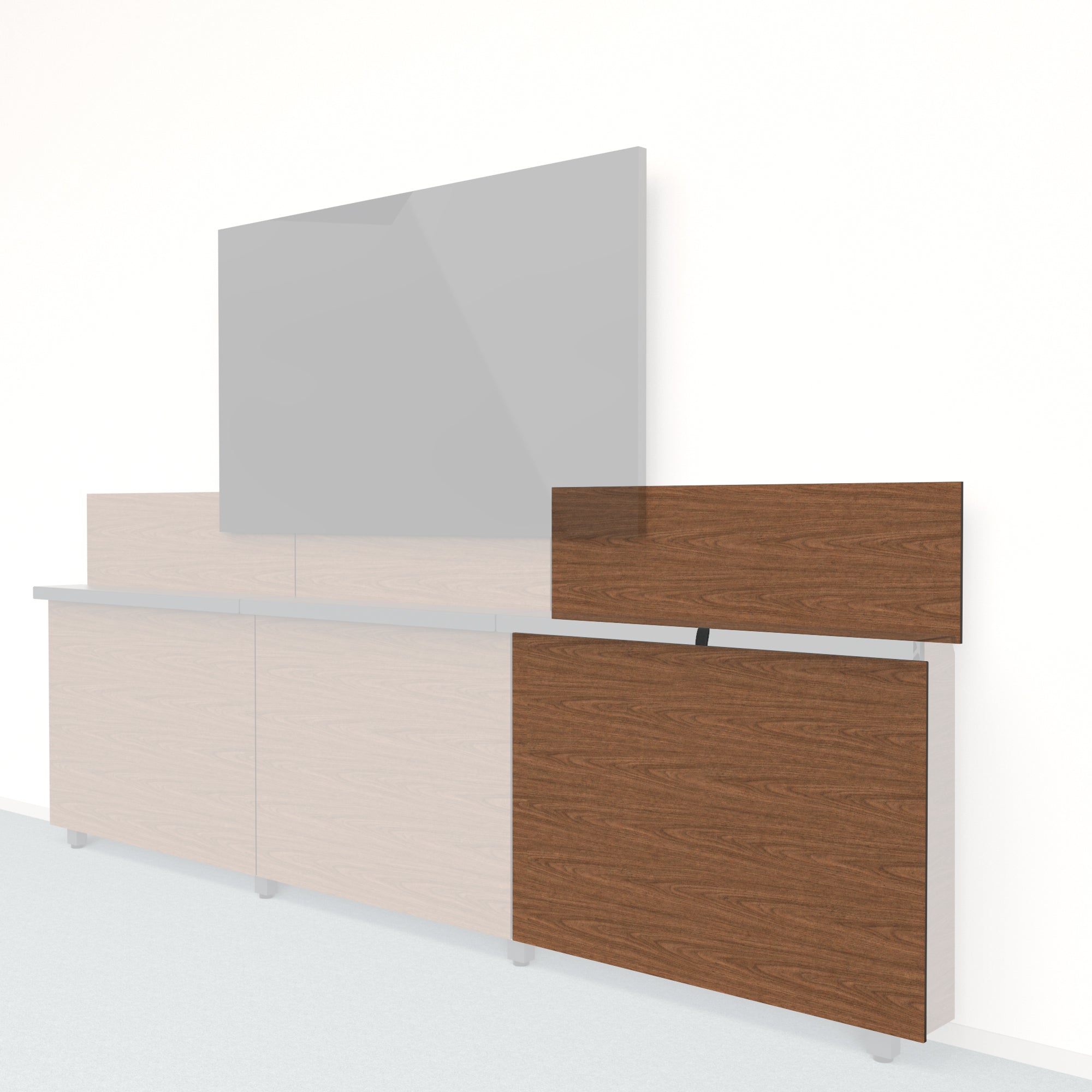 Framework Short Outer Panel and Backsplash in 3M DI-NOC Walnut finish.