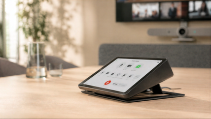 Stand for Logitech Tap tabletop view.
