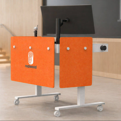 Standard Modesty Panel Set for Heckler Lectern 4U installed with front logo panel.